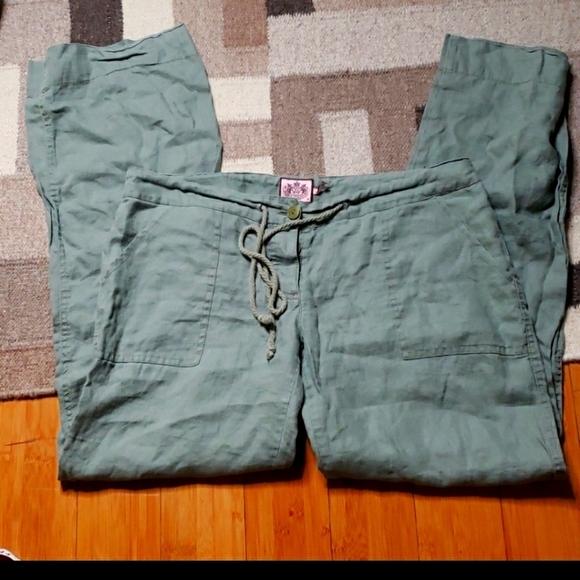 Juicy Couture Pants - Juicy Couture Linen Sage Green Cargo Pants Sz M